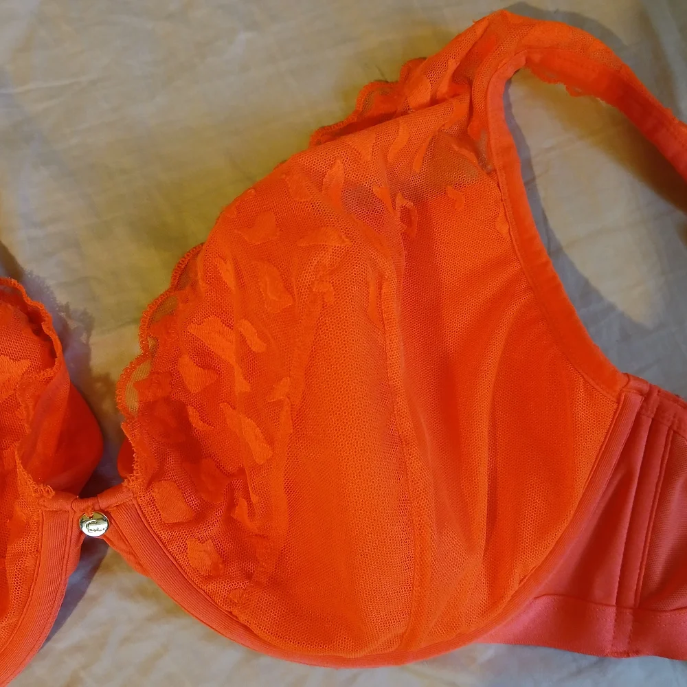 Vibrant Orange Lace Bra - Picture 3 of 5